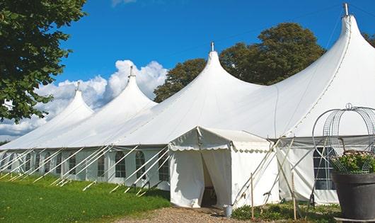 multiple portable toilets for large-scale outdoor events, ensuring availability for all guests in Linesville